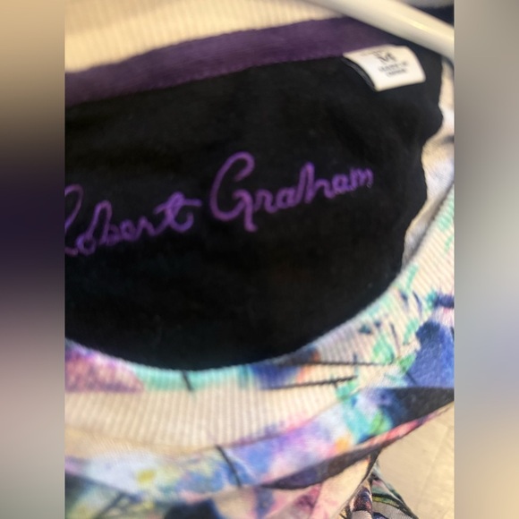 Robert Graham Time Traveller Cotton Linen Abstract Print Sweater Size M - Picture 5 of 6